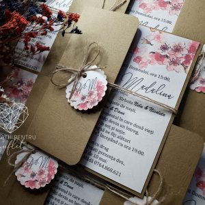Invitație rustic cherry blossom