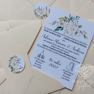 Invitație cu plic flowers paradise