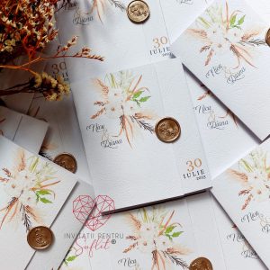 Invitație golden boho