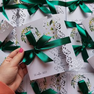 Invitație perforată manual green paradise cu print exterior