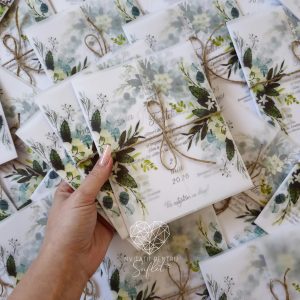 Invitație delicată greenery wedding