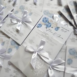 Invitație delicată blue peony